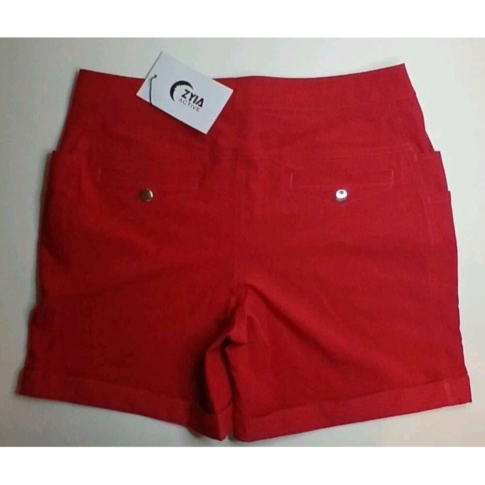ZYIA Active Women’s Size M Shorts 6" Red Cuffed 6 Pockets Adjustable Waist NWT - Picture 8 of 12